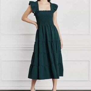Hill House The Ellie Nap Dress in Wrinkle Resistant Crepe Green - Size L